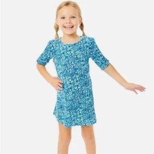 Lilly Pulitzer Toddler Blue Short Sleeve Dress, XS (2-3)